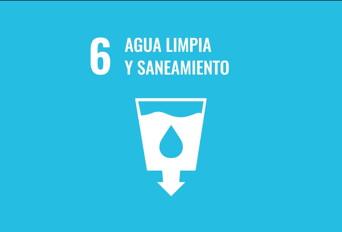 Icono de agua limpia y saneamiento con texto "6 Agua limpia y saneamiento"