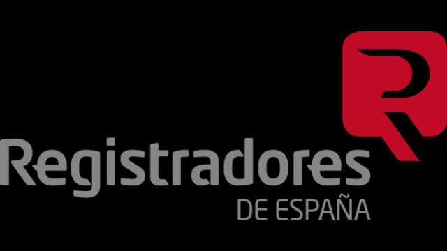 Logo de Registradores de España en fondo negro.