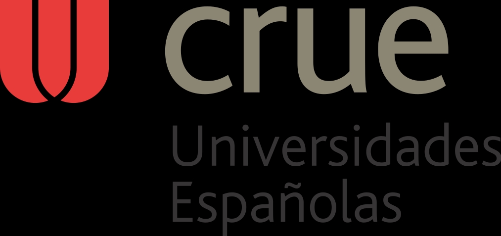 Logo of CRUE Universidades Españolas, featuring a red emblem that looks like a 'U' above the text 'CRUE Universidades Españolas'.