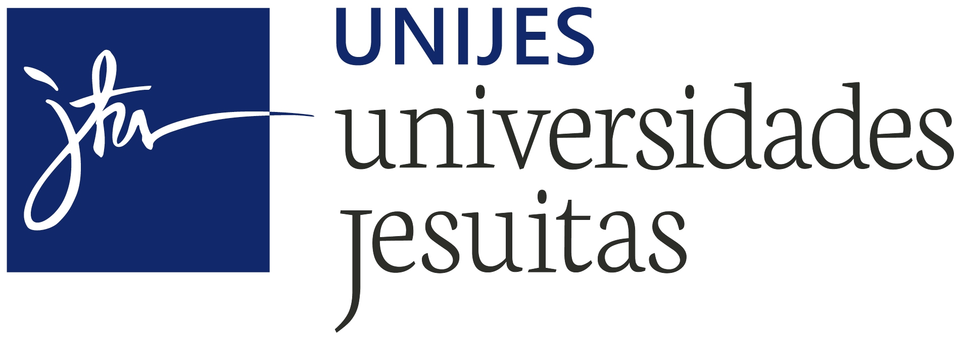 Logo of UNIJES, which stands for Jesuit Universities, featuring a blue square with a white signature and text