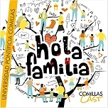 La imagen presenta un diseño colorido que celebra la conexión familiar con la frase 'hola familia'.