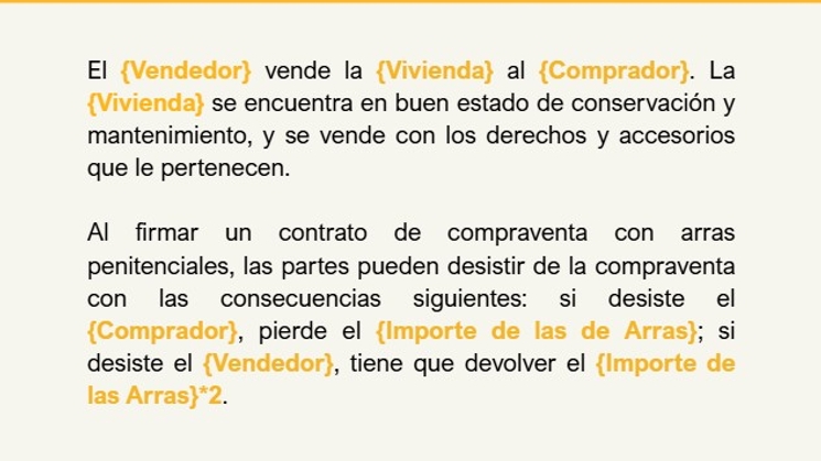 Documento de contrato de compraventa con arras penitenciales.