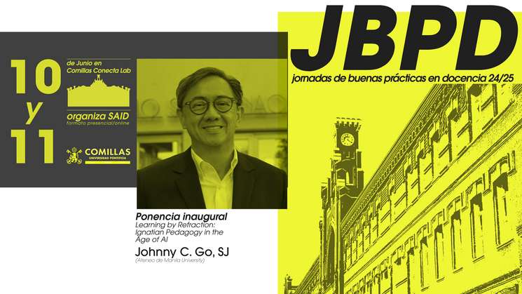 Imagen promocional de las Jornadas de Buenas Prácticas en Docencia 24/25, con detalles de la ponencia inaugural.