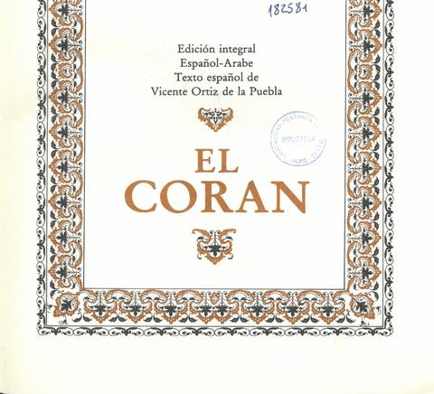 Portada de una edición del Corán en español y árabe.