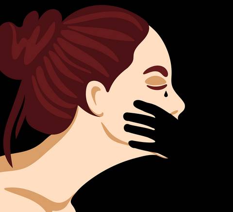 Una ilustración que muestra el perfil de una mujer con una expresión de tristeza.