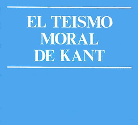 Portada de libro titulada 'El Teismo Moral de Kant' de José Gómez Caffarena, en fondo azul con texto blanco.