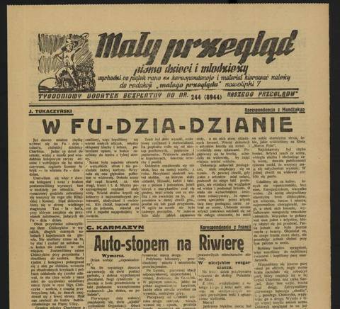 Imagen de una página de periódico antiguo en polaco.