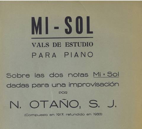 Partitura del vals de estudio 'Mi-Sol' para piano, compuesto por N. Otaño.