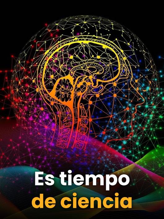 La imagen representa la conexión entre la ciencia y la mente humana a través de un diseño abstracto colorido.