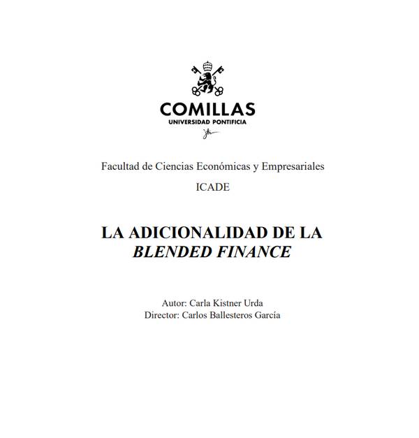 Documento académico sobre la adcionalidad de la blended finance.