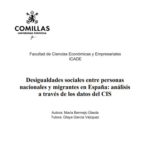 Informe académico sobre desigualdades sociales entre nacionales y migrantes en España.