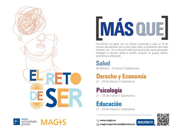 Un cartel que promociona eventos relacionados con la salud, derecho y economía, psicología y educación en Salamanca.