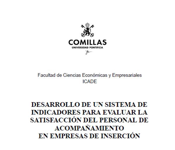 Documento académico de la Universidad Pontificia Comillas sobre un sistema de indicadores de satisfacción laboral.