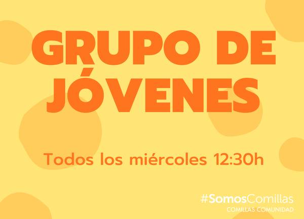 Anuncio sobre un grupo de jóvenes que se reúne todos los miércoles a las 12:30h.