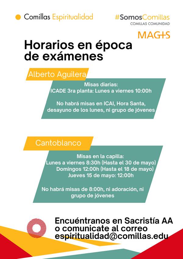 Horario de misas en época de exámenes para estudiantes en Comillas.