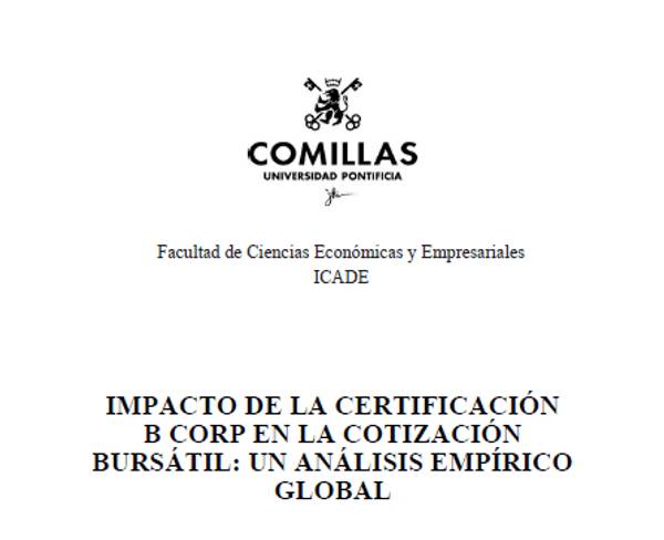 Documento académico sobre el impacto de la certificación B Corp en la cotización bursátil.