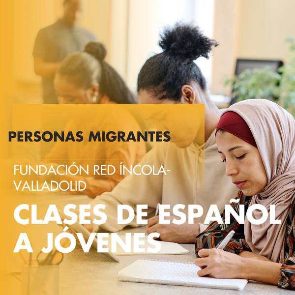 Una imagen que muestra a un grupo de personas participando en clases de español ofrecidas a jóvenes migrantes.