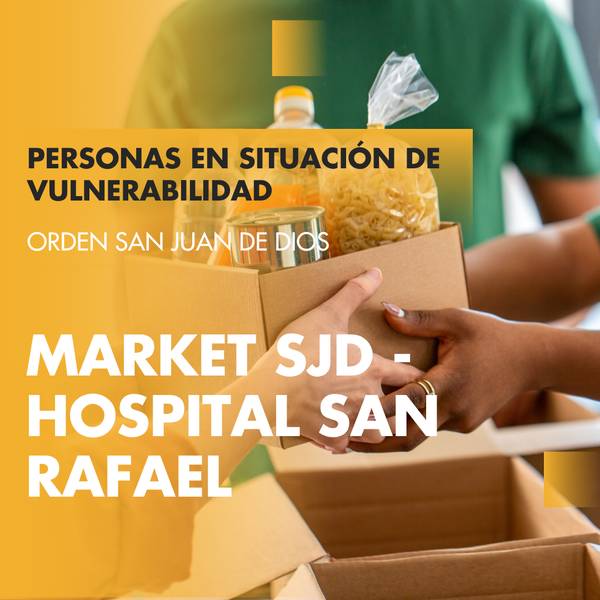 Una imagen que muestra a personas colaborando en un mercado benéfico para ayudar a los más necesitados.