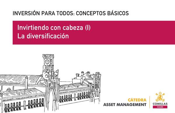 An educational advertisement about investment, titled 'Investing wisely (I) Diversification', featuring an illustration of a building facade.