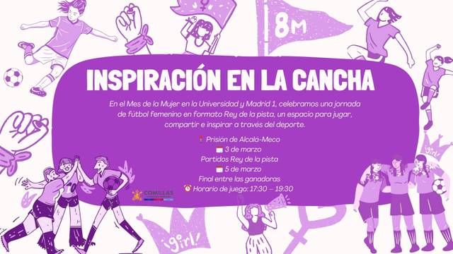 Una invitación a una jornada de fútbol femenino que celebra el Mes de la Mujer.
