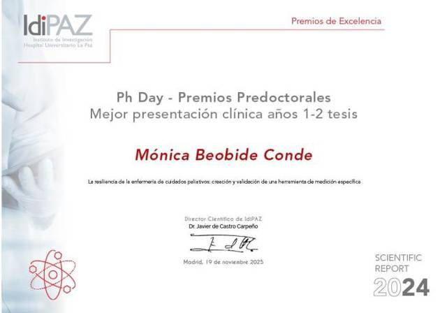 Certificado que reconoce la mejor presentación clínica en un evento académico.