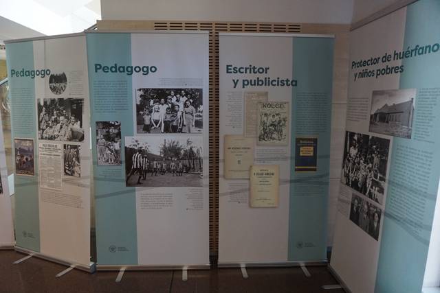 Exposición informativa sobre un pedagogo, escritor y publicista que también fue protector de huérfanos y niños pobres.