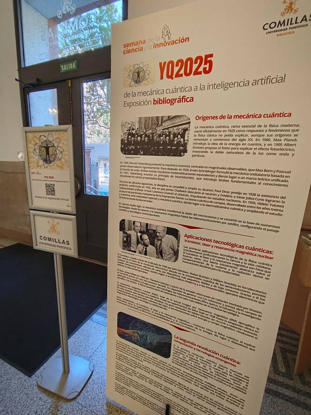 Exposición sobre la mecánica cuántica y su relación con la inteligencia artificial en Comillas.