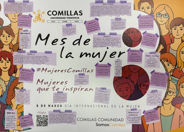 Cartel conmemorativo del Mes de la Mujer, que destaca a varias mujeres inspiradoras y celebra el Día Internacional de la Mujer.