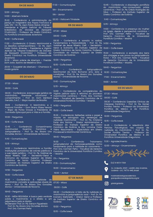 Programa de conferencias y actividades académicas del evento del 4 al 7 de mayo.
