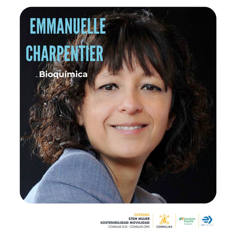 La imagen muestra a Emmanuelle Charpentier, destacada en el campo de la bioquímica.