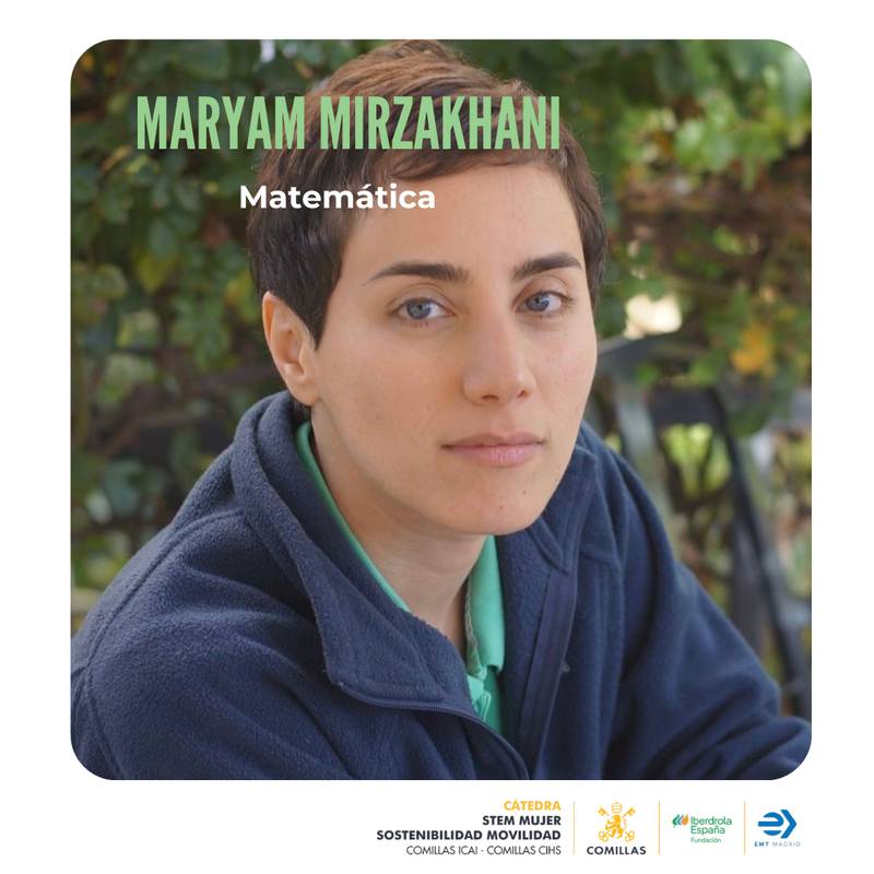 La imagen presenta a Maryam Mirzakhani, una prominente matemática reconocida por sus contribuciones al campo de las matemáticas.