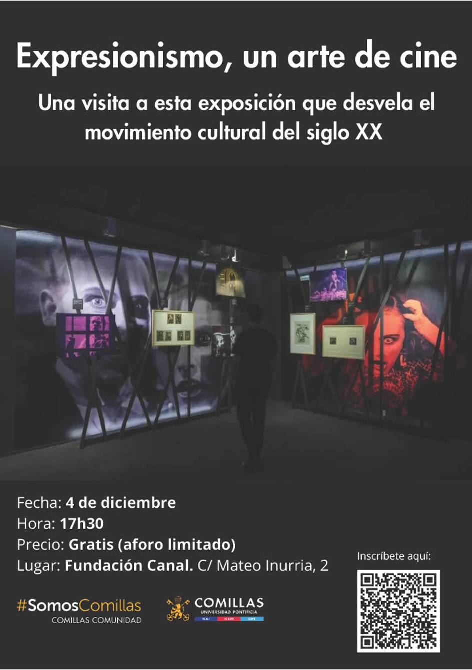 Cartel informativo sobre una exposición de cine relacionada con el expresionismo.