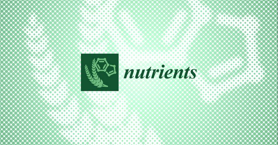 Imagen con el texto 'nutrients' y un fondo verde claro con un diseño gráfico abstracto.