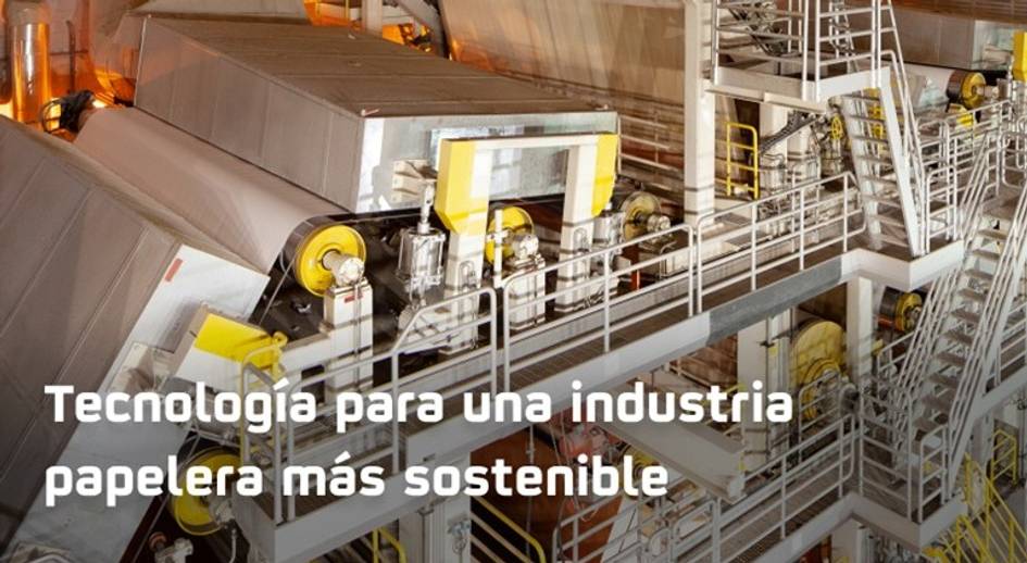Interior view of a paper mill featuring advanced machinery aimed at sustainable production.