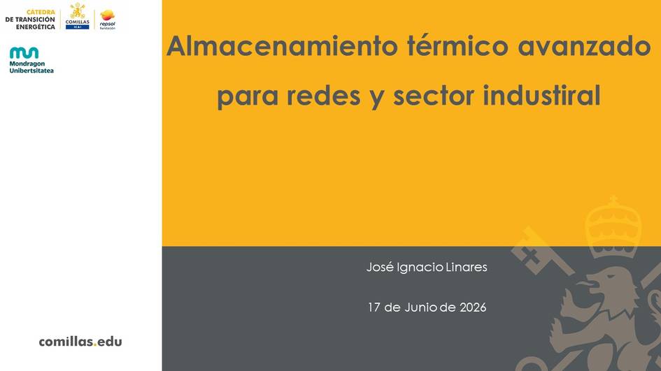 Presentación sobre almacenamiento térmico avanzado para redes y sector industrial.