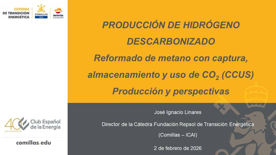 Presentación sobre la producción de hidrógeno descarbonizado y su proceso a través del reformado de metano con captura de CO2.