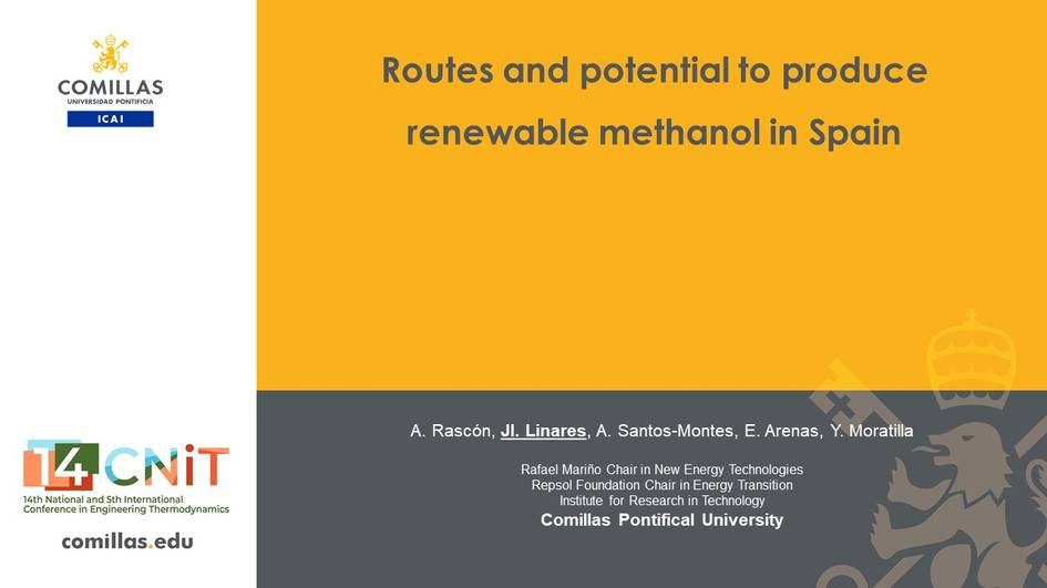 Presentación sobre las rutas y el potencial de producción de metanol renovable en España.