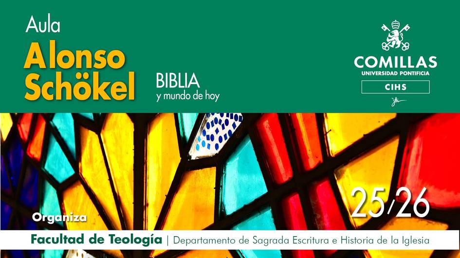 Imagen que presenta un aula de la Universidad Pontificia Comillas dedicada a Alonso Schökel y su relación con la Biblia.