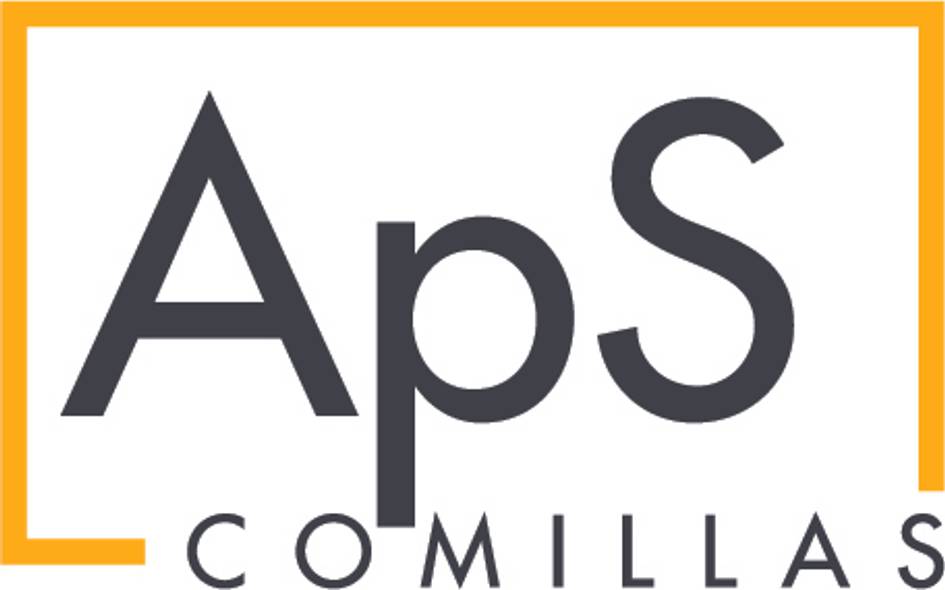 Logo of Aps Comillas featuring stylized text and geometric shapes.