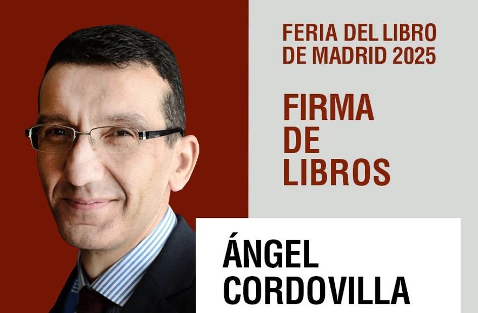 Retrato de Ángel Cordovilla cartel Feria del Libro de Madrid 2025 para la firma de libros.
