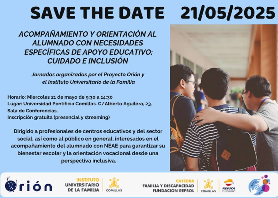Evento de apoyo educativo para alumnado con necesidades específicas que se llevará a cabo el 21 de mayo de 2025.