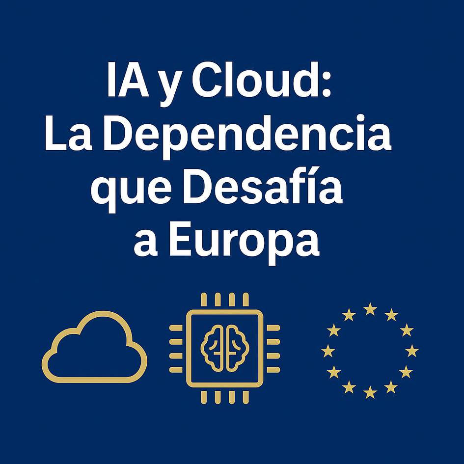 Imagen que aborda la dependencia de la inteligencia artificial y el cloud computing en Europa.
