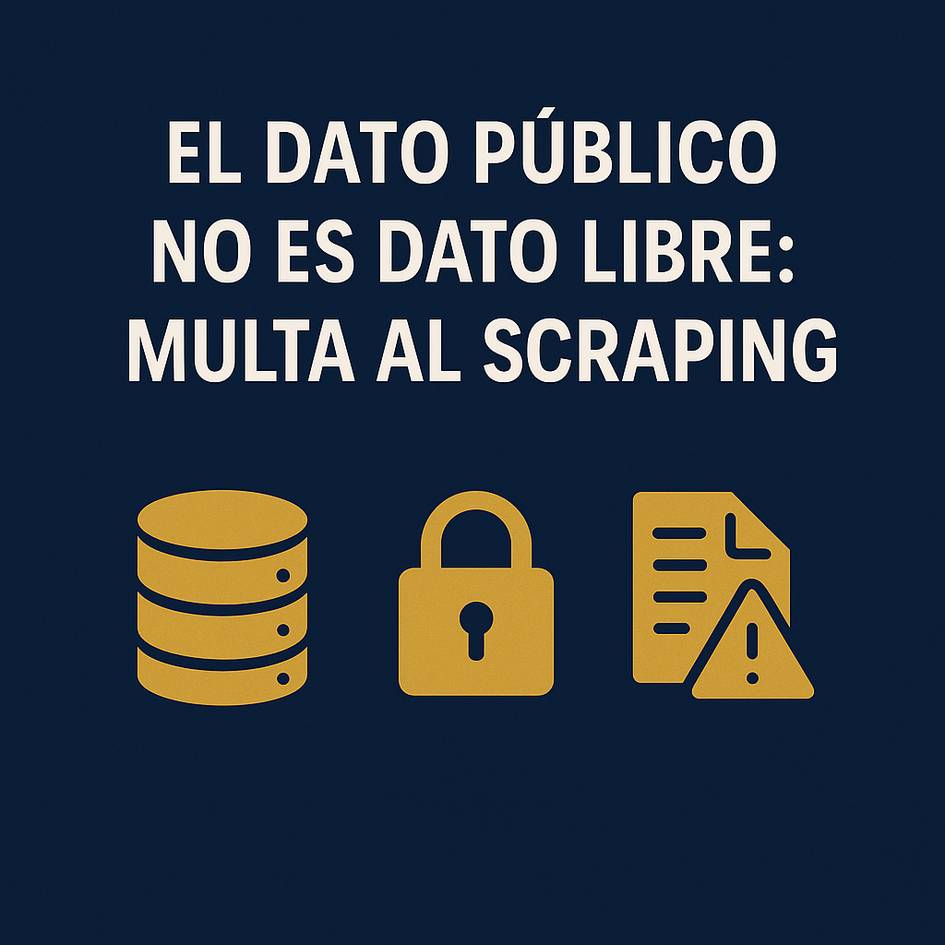 La imagen presenta un mensaje sobre la protección de los datos públicos y las consecuencias del scraping.