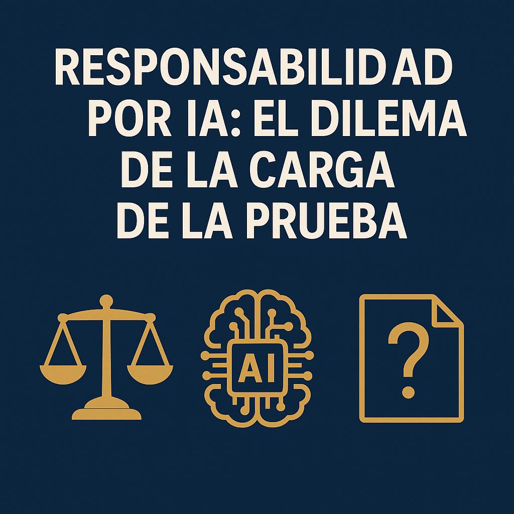 Imagen que aborda la responsabilidad de la inteligencia artificial en el contexto del dilema de la carga de la prueba.