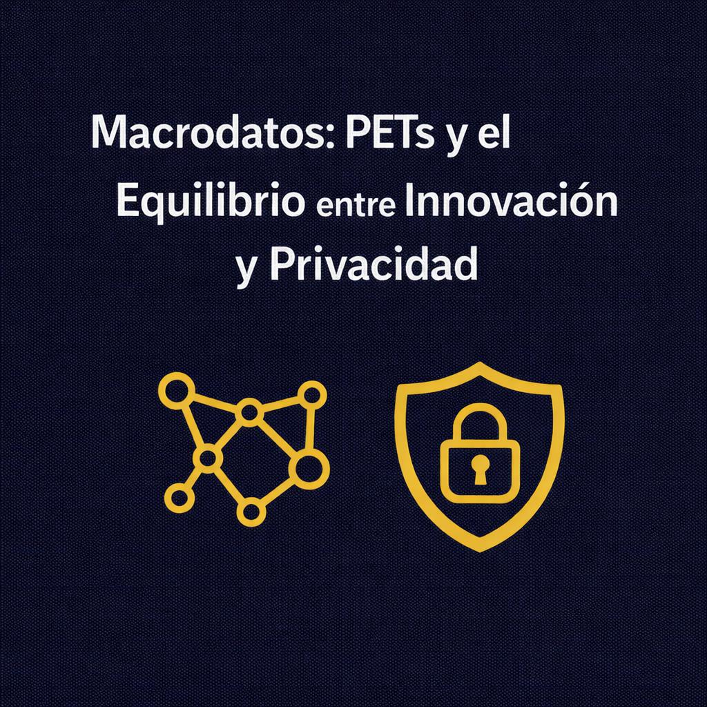 La imagen presenta el tema de los macrodatos y su relación con la innovación y la privacidad.