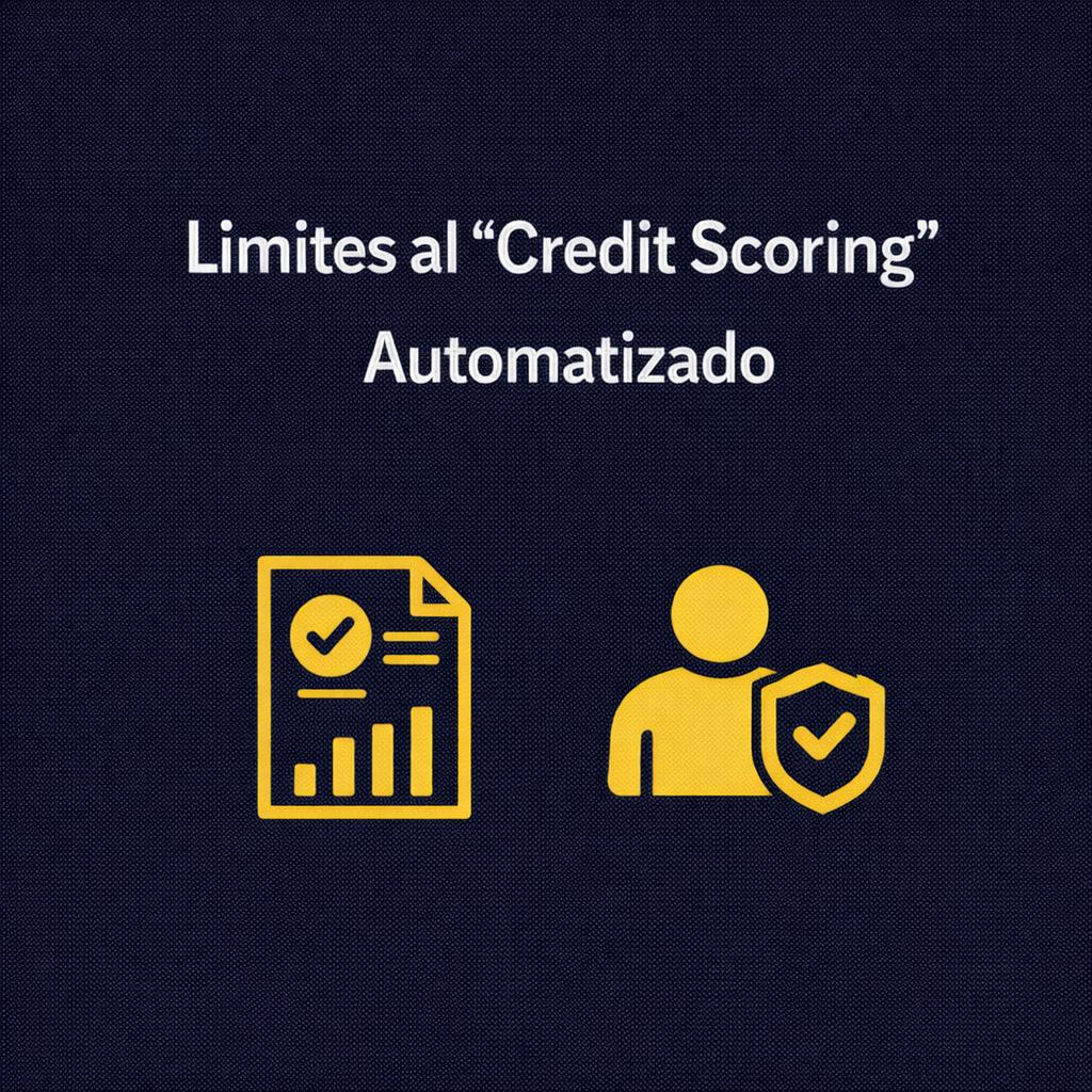 La imagen aborda los límites del 'Credit Scoring' automatizado, ilustrando conceptos clave sobre el tema.