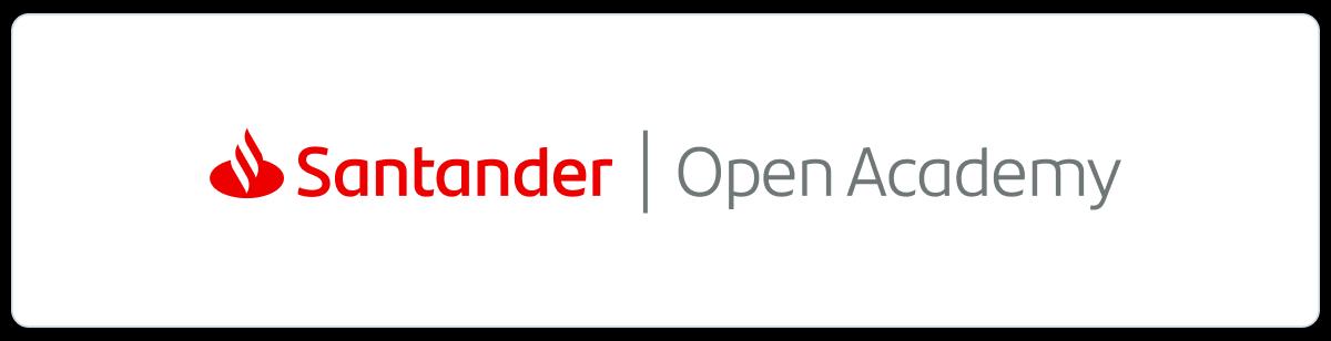 Logo de Santander Open Academy en un fondo blanco.