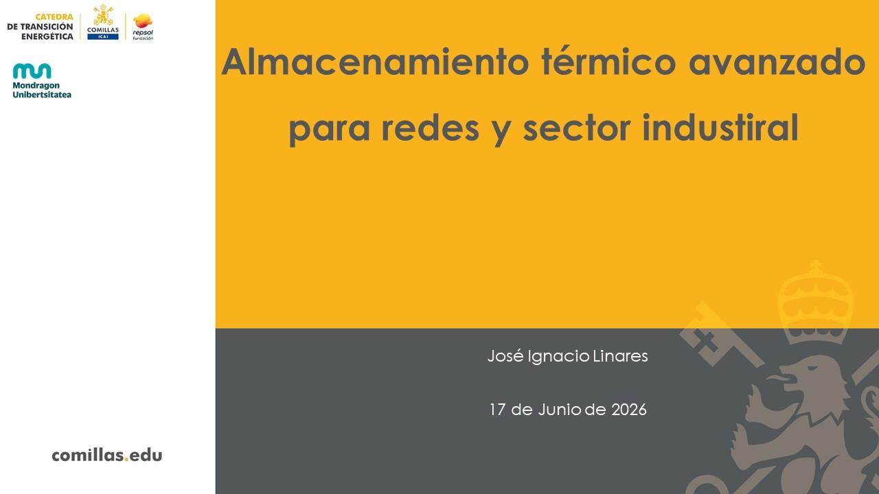 Presentación sobre almacenamiento térmico avanzado para redes y sector industrial.