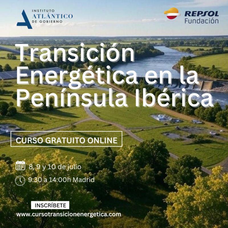 Anuncio de un curso online sobre la transición energética en la Península Ibérica.