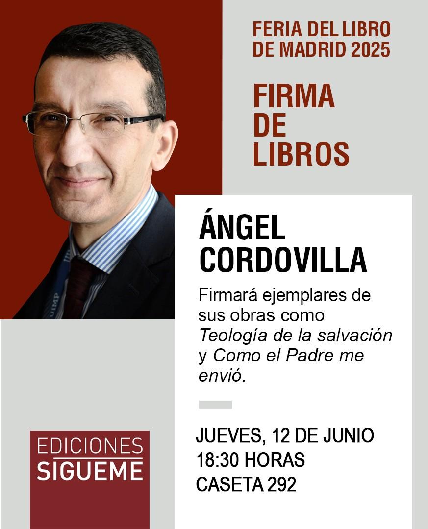 Anuncio de una firma de libros por Ángel Cordovilla en la Feria del Libro de Madrid 2025.